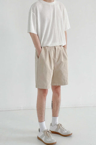 Pleated short-sleeved loose fit T-shirt