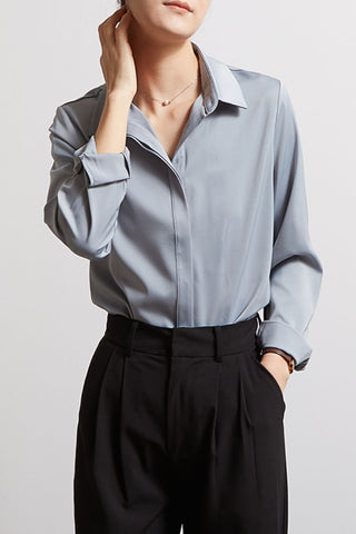 satin iron-free long-sleeved shirt