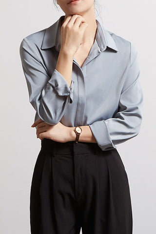 satin iron-free long-sleeved shirt