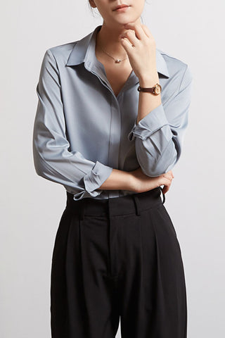 satin iron-free long-sleeved shirt