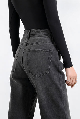 high-waist loose wide-leg jeans