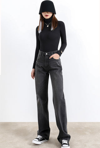 high-waist loose wide-leg jeans