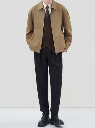 loose twill lapel all-match jacket