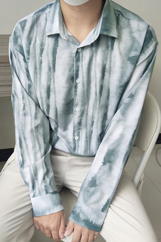 Tie-dye loose flower long-sleeved shirt