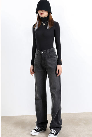 high-waist loose wide-leg jeans