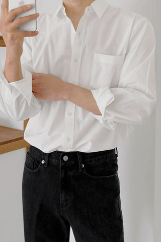 casual long-sleeved cotton linen shirt