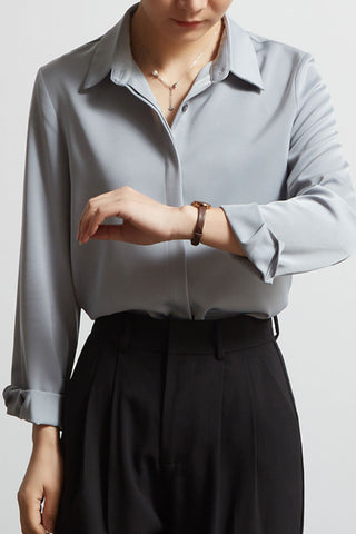 hidden button Iron-free long sleeve shirt