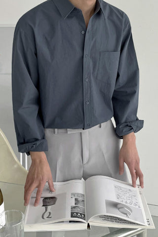 casual long-sleeved cotton linen shirt