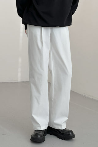 white casual straight loose trousers