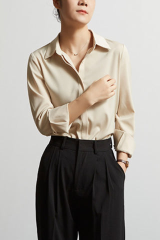 wrinkle free satin long sleeve shirt