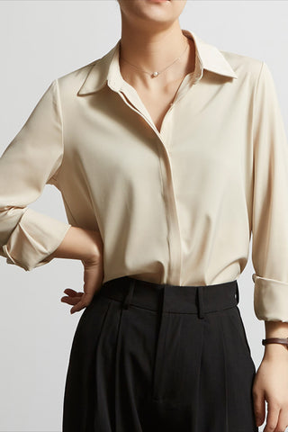 wrinkle free satin long sleeve shirt