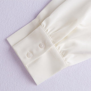 bow ribbon white satin long sleeve shirt