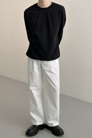 white casual straight loose trousers