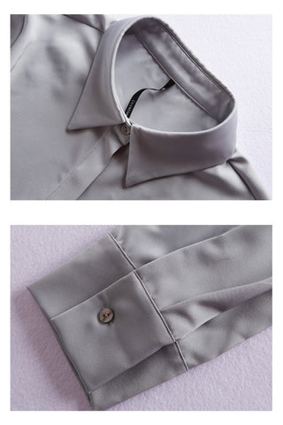 wrinkle free satin long sleeve shirt