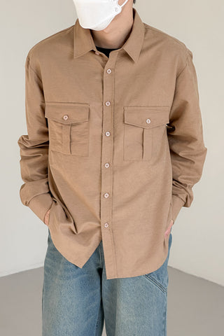 retro casual brushed texture shacket