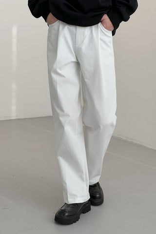 white casual straight loose trousers