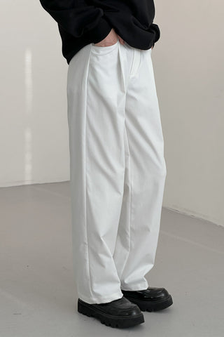 white casual straight loose trousers