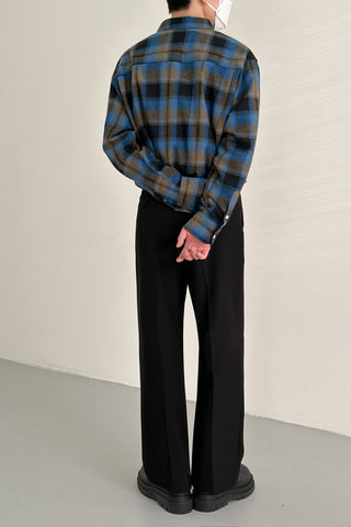 Pure cotton plaid long sleeve shirt