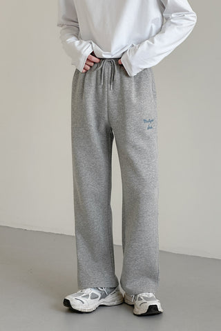 straight loose casual elastic waist trousers