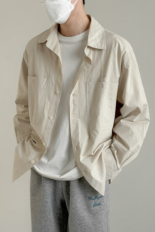 lapel solid loose casual shirt