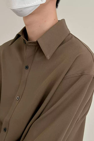 loose drape casual wrinkle free long sleeve shirt