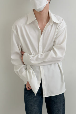 loose drape casual wrinkle free long sleeve shirt