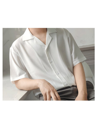 Short-Sleeved Silk Anti-Wrinkle Cuban Shirt