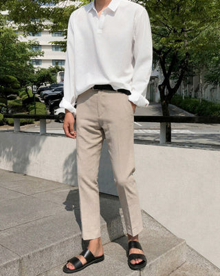 linen casual straight pants