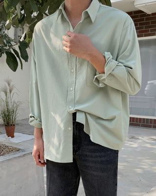 Washed Cotton Long-sleeved Shirt