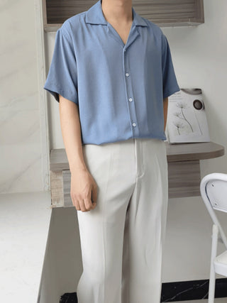 Short-Sleeved Silk Anti-Wrinkle Cuban Shirt