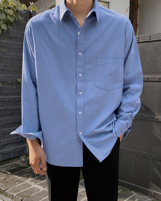 Washed Cotton Long-sleeved Shirt