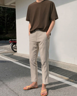 linen casual straight pants