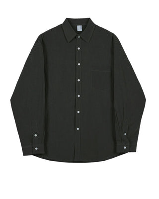 Washed Cotton Long-sleeved Shirt