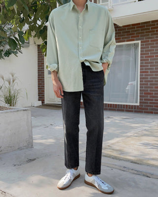 Washed Cotton Long-sleeved Shirt