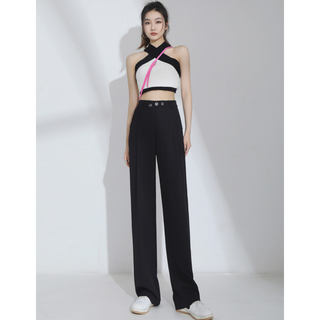 High-Waist Loose Slim Straight Pants