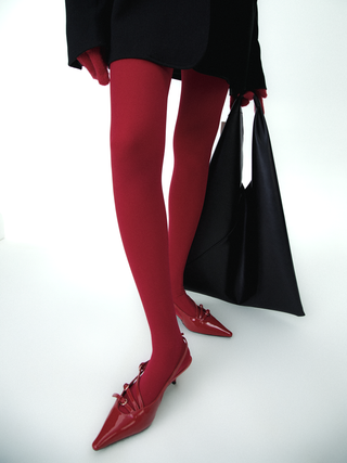 matte velvet red stockings