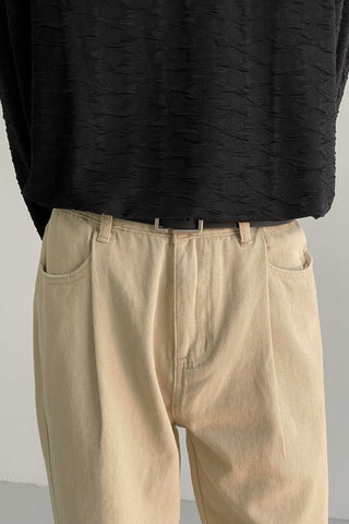 Khaki loose fit Straight Pants