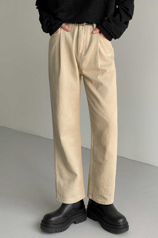 Khaki loose fit Straight Pants