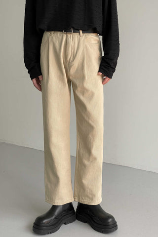 Khaki loose fit Straight Pants