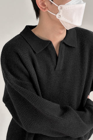 Notch collar loose fit soft lapel sweater