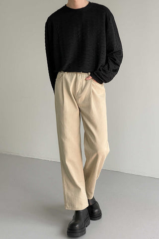 Khaki loose fit Straight Pants