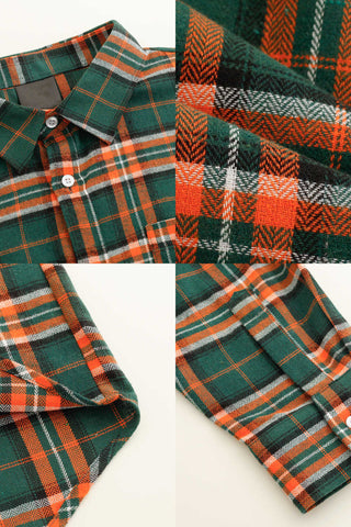 GREEN CHECKERED WOOLEN PLAID LOOSE FIT SHIRT