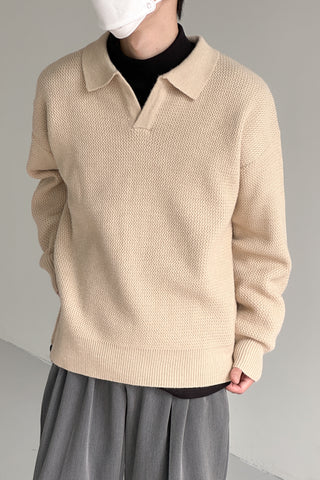 Notch collar loose fit soft lapel sweater