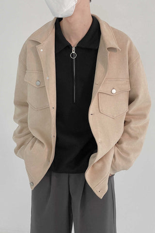 Suede loose fit jacket