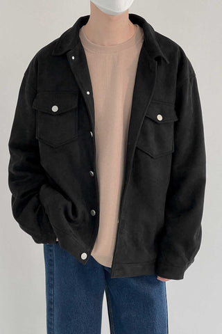 Suede loose fit jacket