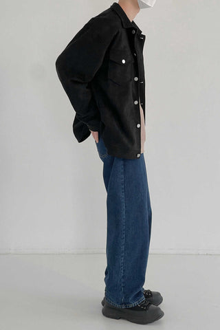 Suede loose fit jacket