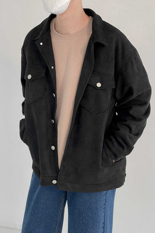 Suede loose fit jacket