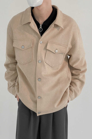 Suede loose fit jacket