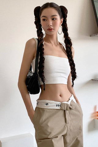 High Waist Khaki Straight Jeans