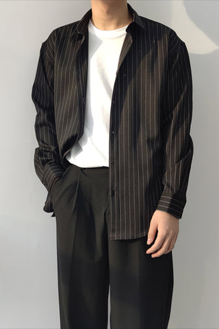 Striped anti-wrinkle long-sleeved shirt